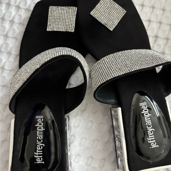 Jeffrey Campbell Black and Silver Sandals with Rhinestone Embellishments - Picture 3 of 3